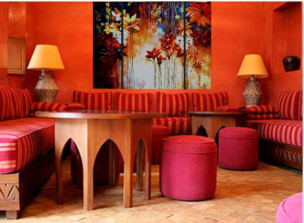 Brighten a room with colorful abstract flowers..so fresh!   150 x 70  or your specified size.