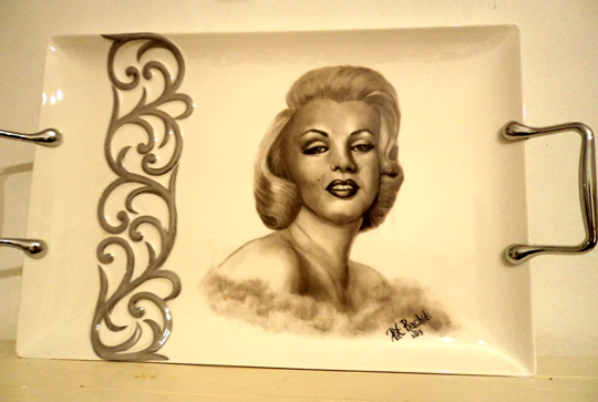 Hand painted portrait of lady entertainer from the "Moulin Rouge" on handbag