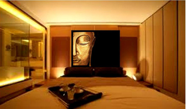 BUDDHA IN GOLD WITH BLACK BACKGROUND...YOUR CHOICE OF SIZE