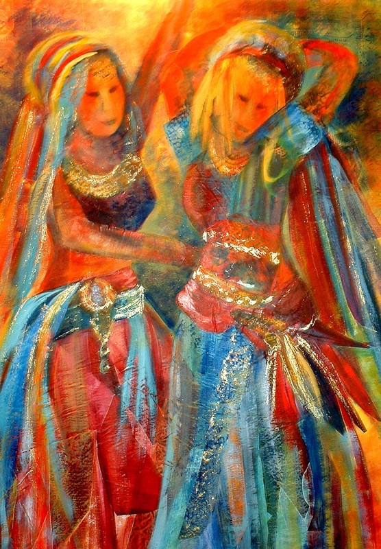 THESE DANCERS ARE A COLLAGE WITH OVERPAINTING