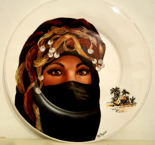 Hand painted portrait of lady entertainer from the "Moulin Rouge" on handbag