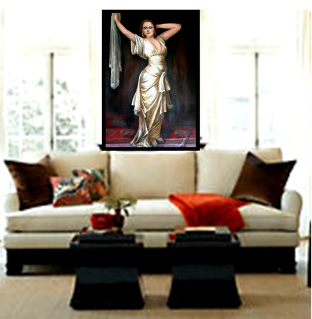 MY LADY IN THE GOLDEN DRESS POSES ON A MOROCCAN CARPET