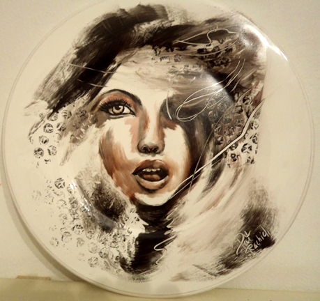 Hand painted portrait of lady entertainer from the "Moulin Rouge" on handbag