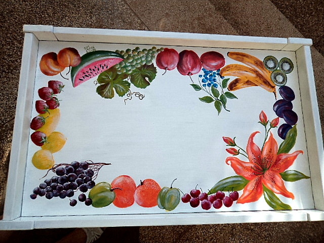 Minature wood cabinets, 14 " high hand painted with flowers