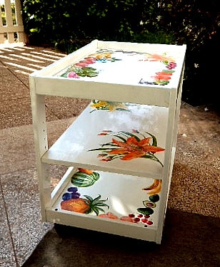 Minature wood cabinets, 14 " high hand painted with flowers